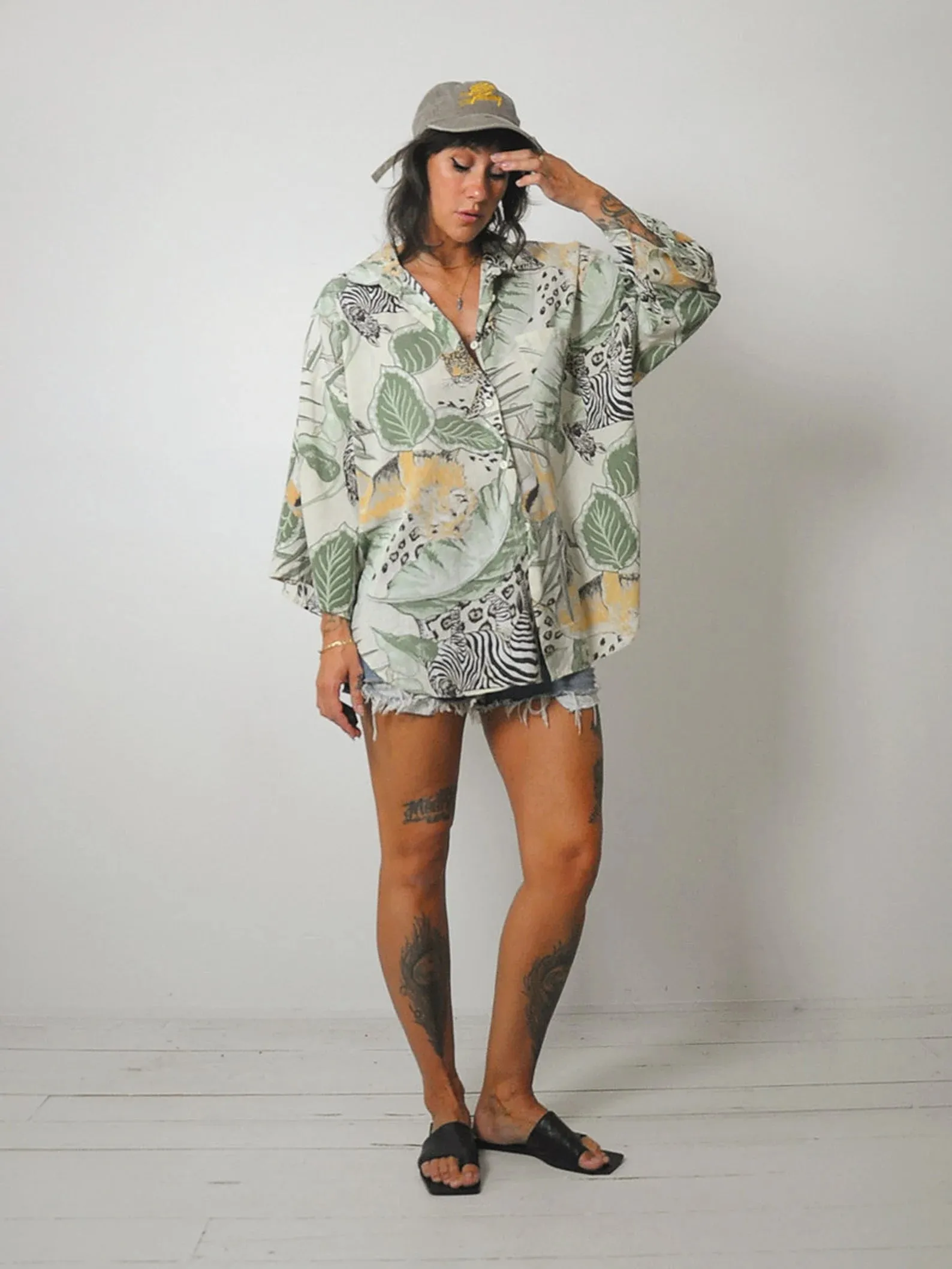 1980's Jungle Animal Print Blouse