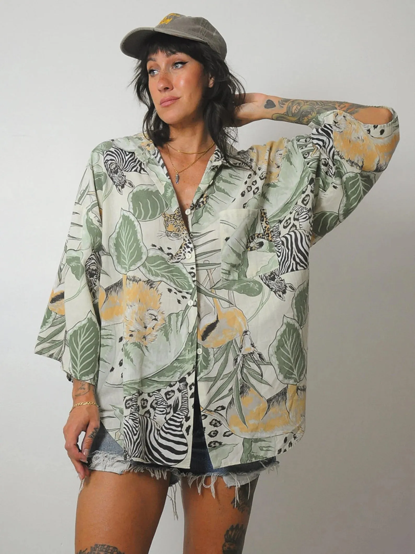 1980's Jungle Animal Print Blouse