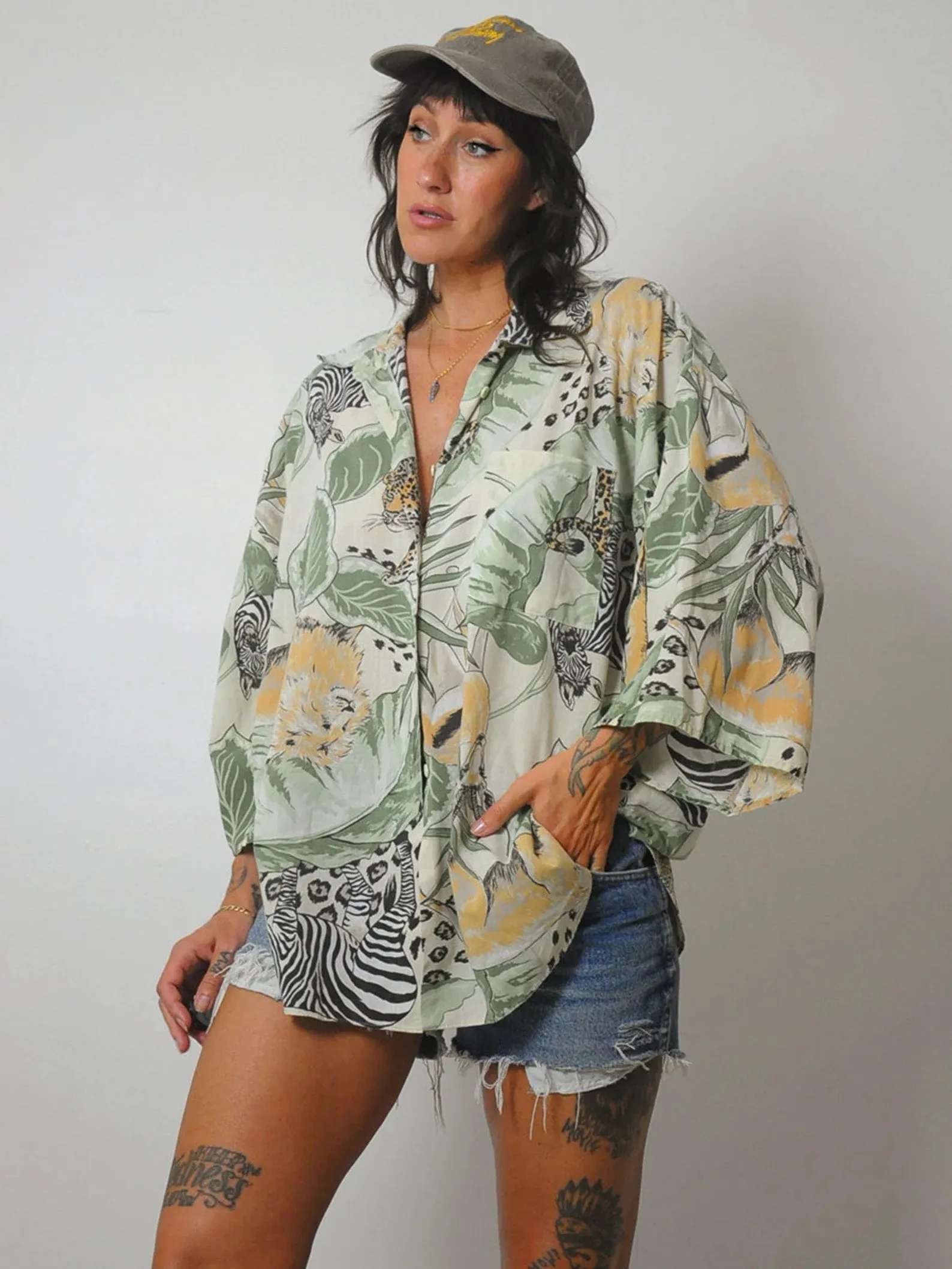 1980's Jungle Animal Print Blouse