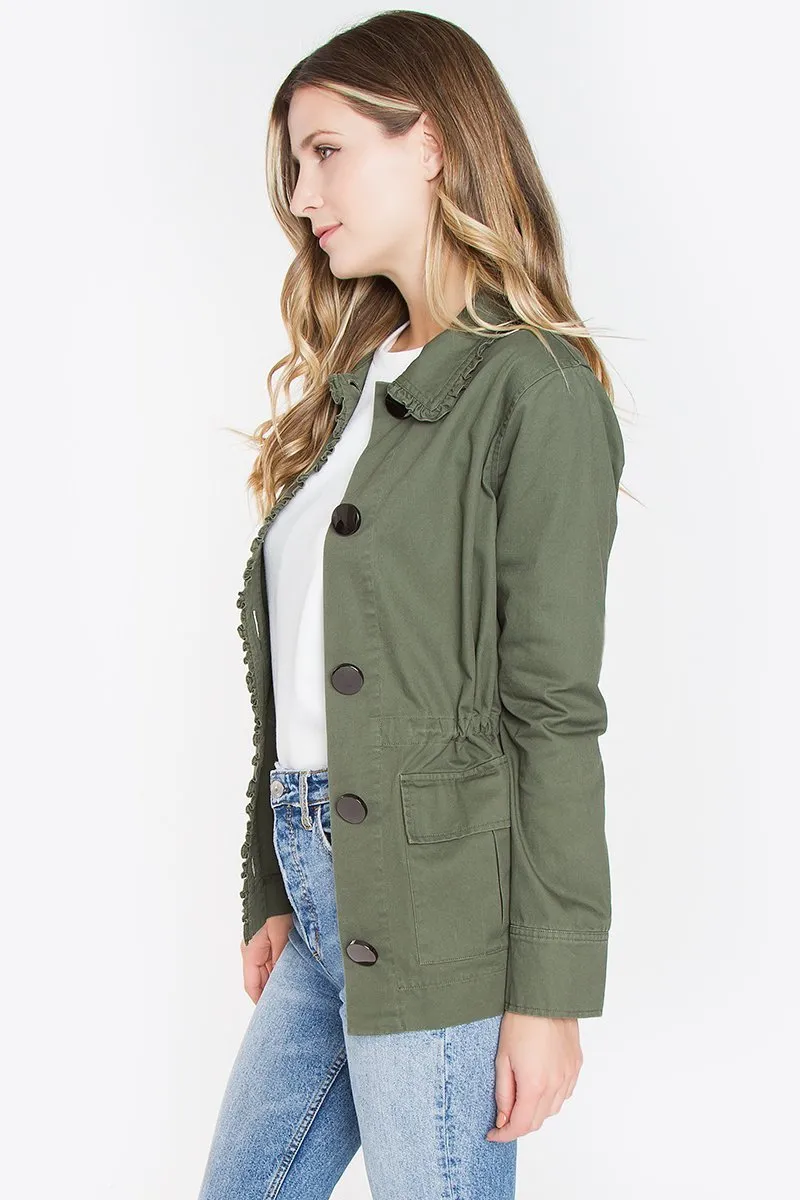 Barb Ruffle Military Jacket
