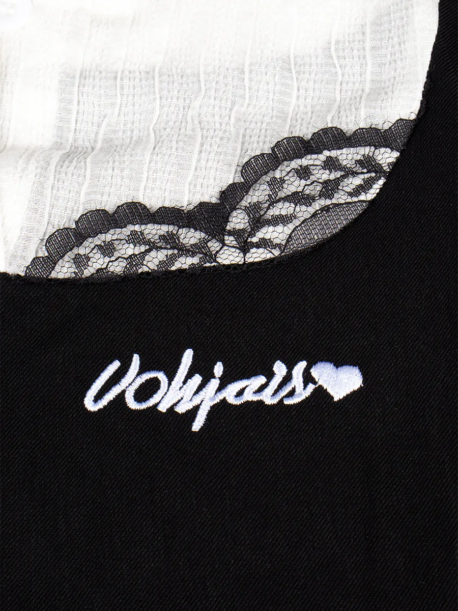 Black and White Top With Tie   Irregular Pleated Skirt Set