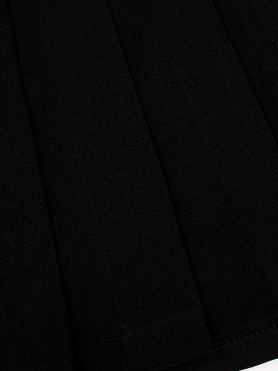 Black and White Top With Tie   Irregular Pleated Skirt Set