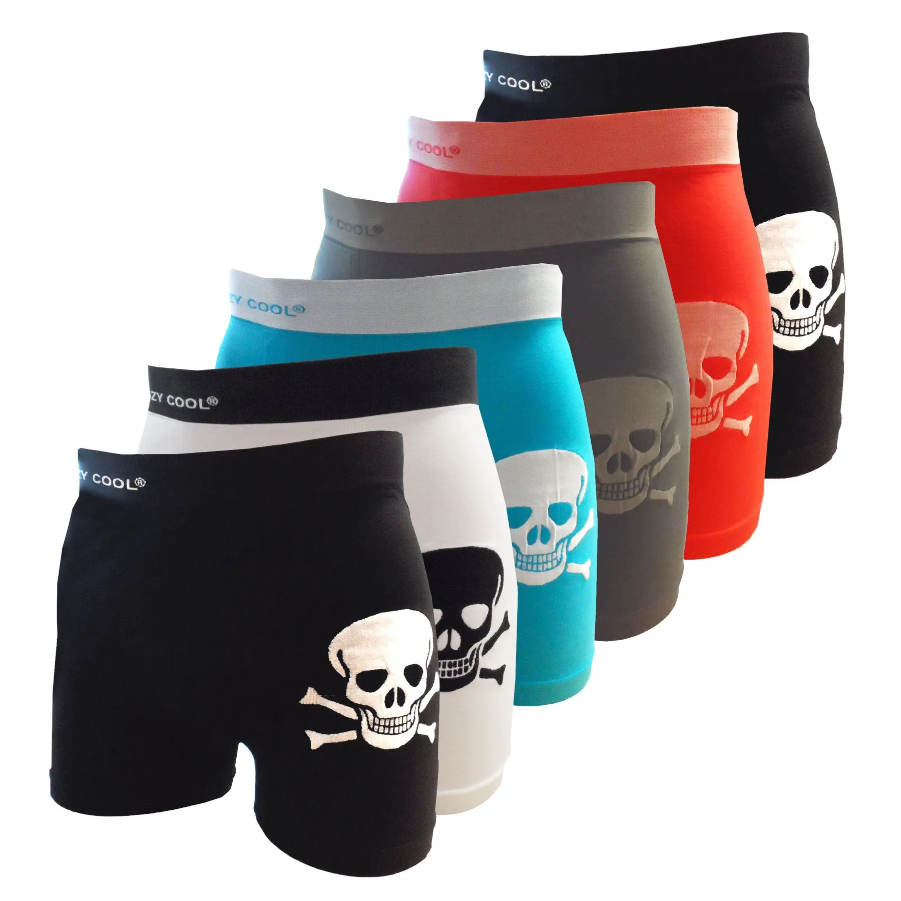 Crazy Cool Stretches Seamless Mens Boxer Briefs Underwear 6-Pack Gift Box - Skull