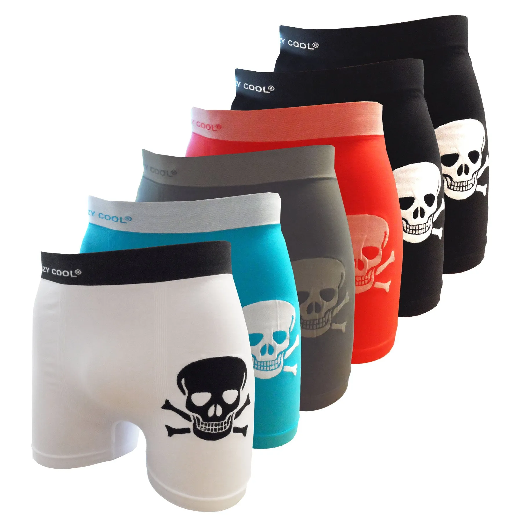 Crazy Cool Stretches Seamless Mens Boxer Briefs Underwear 6-Pack Gift Box - Skull