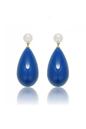 Curveins Blue Tear-Shaped Stud Earrings