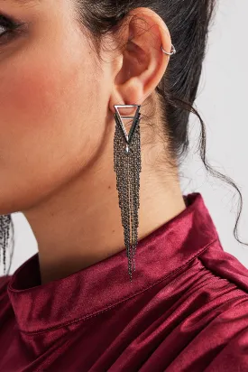 Curveins Sparkle Fringe Black Earring