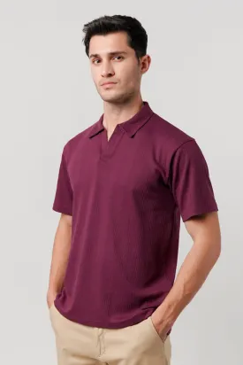 Drop Needle Polo Shirt - Burgundy