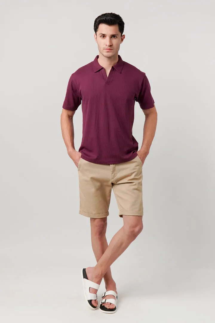 Drop Needle Polo Shirt - Burgundy