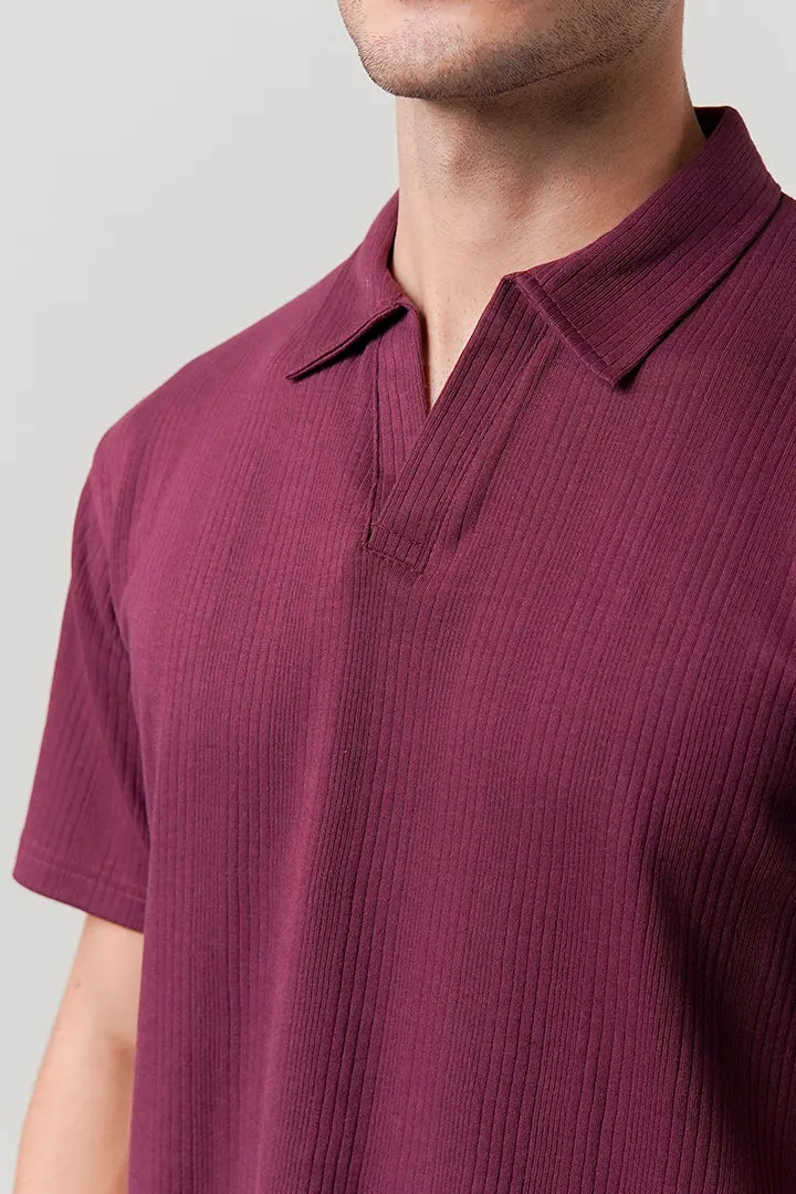 Drop Needle Polo Shirt - Burgundy