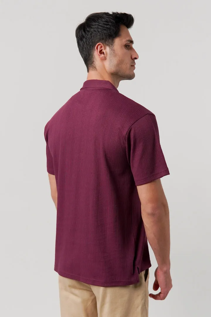 Drop Needle Polo Shirt - Burgundy