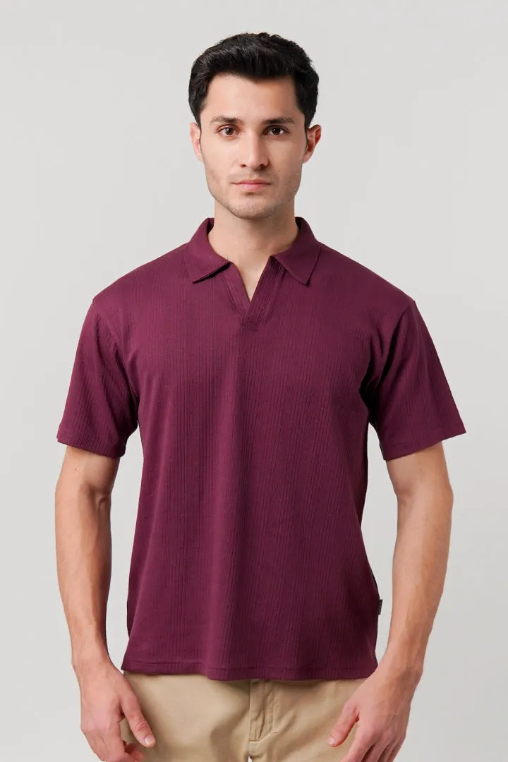 Drop Needle Polo Shirt - Burgundy