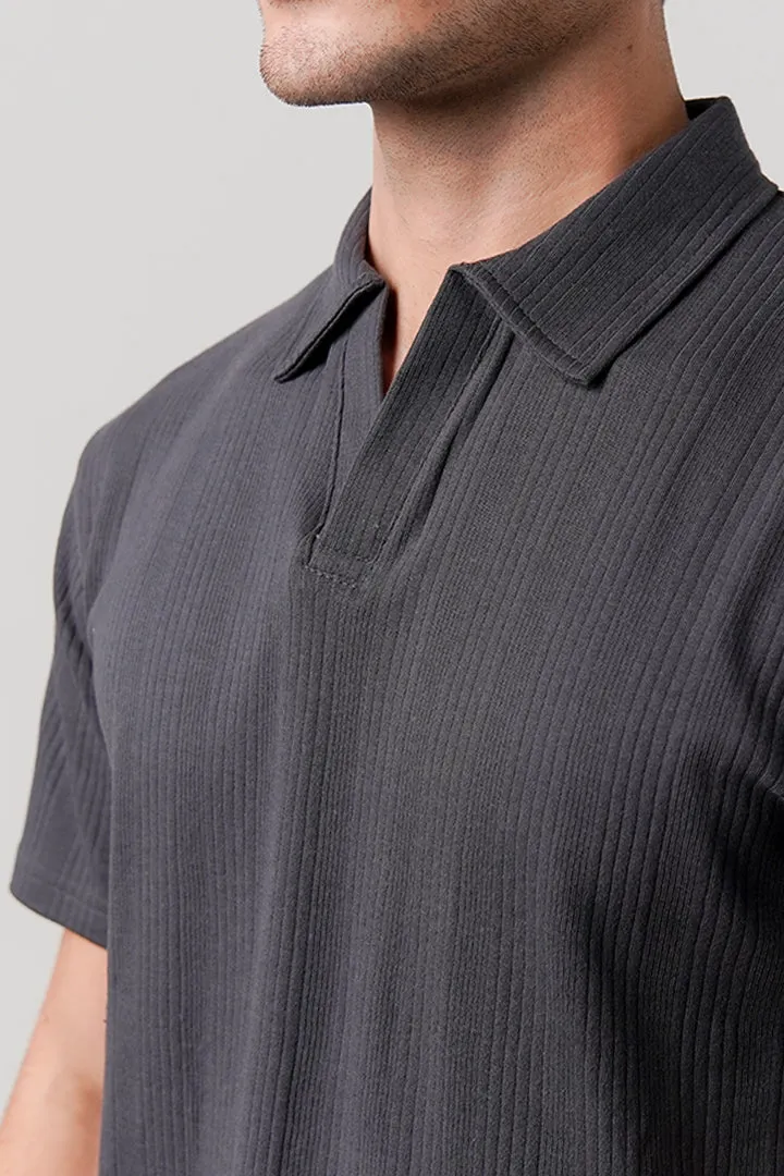 Drop Needle Polo Shirt - Dark Grey