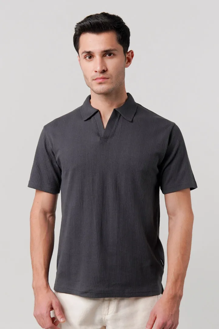 Drop Needle Polo Shirt - Dark Grey