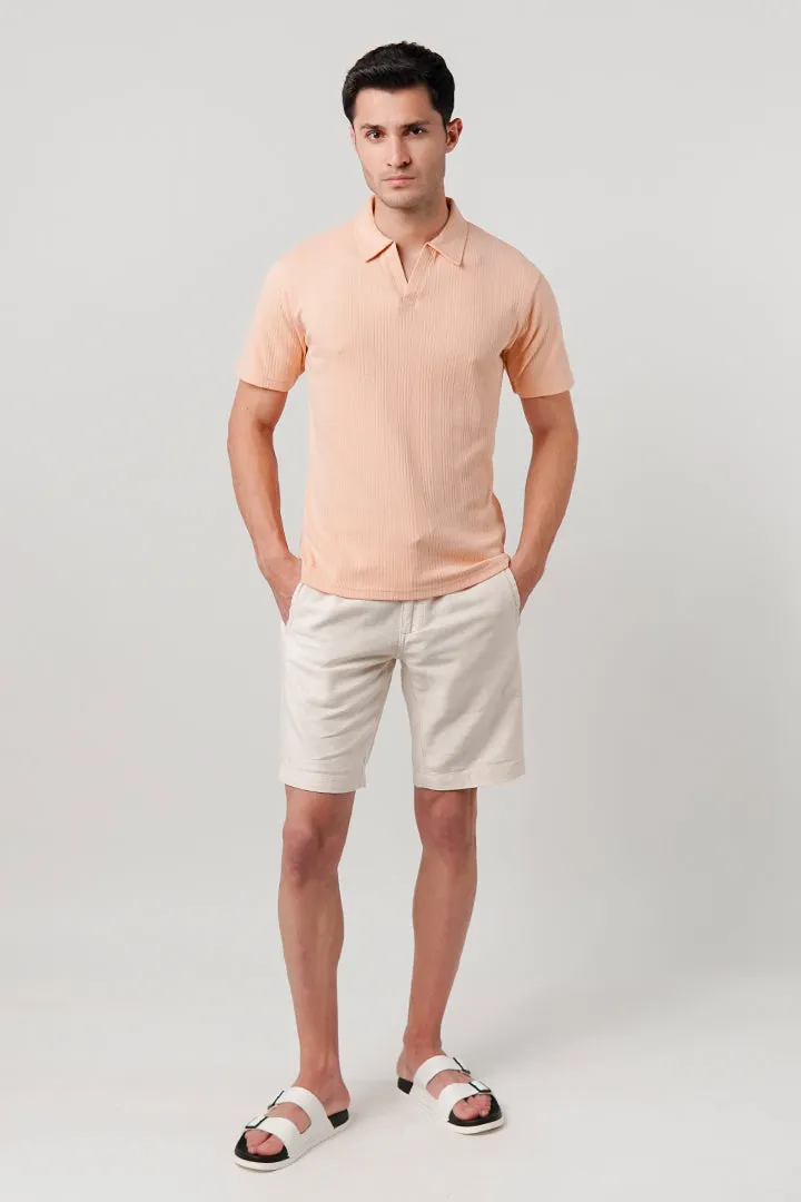 Drop Needle Polo Shirt - Peach