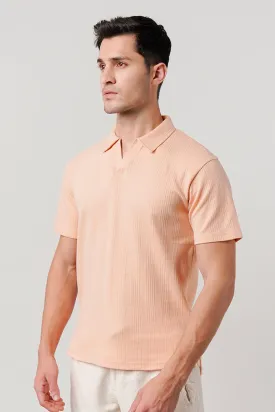 Drop Needle Polo Shirt - Peach