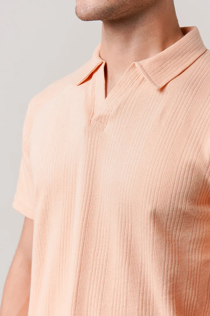 Drop Needle Polo Shirt - Peach