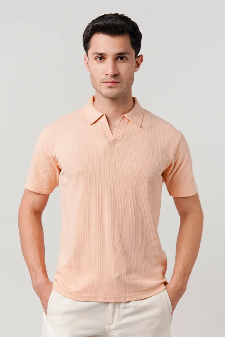 Drop Needle Polo Shirt - Peach