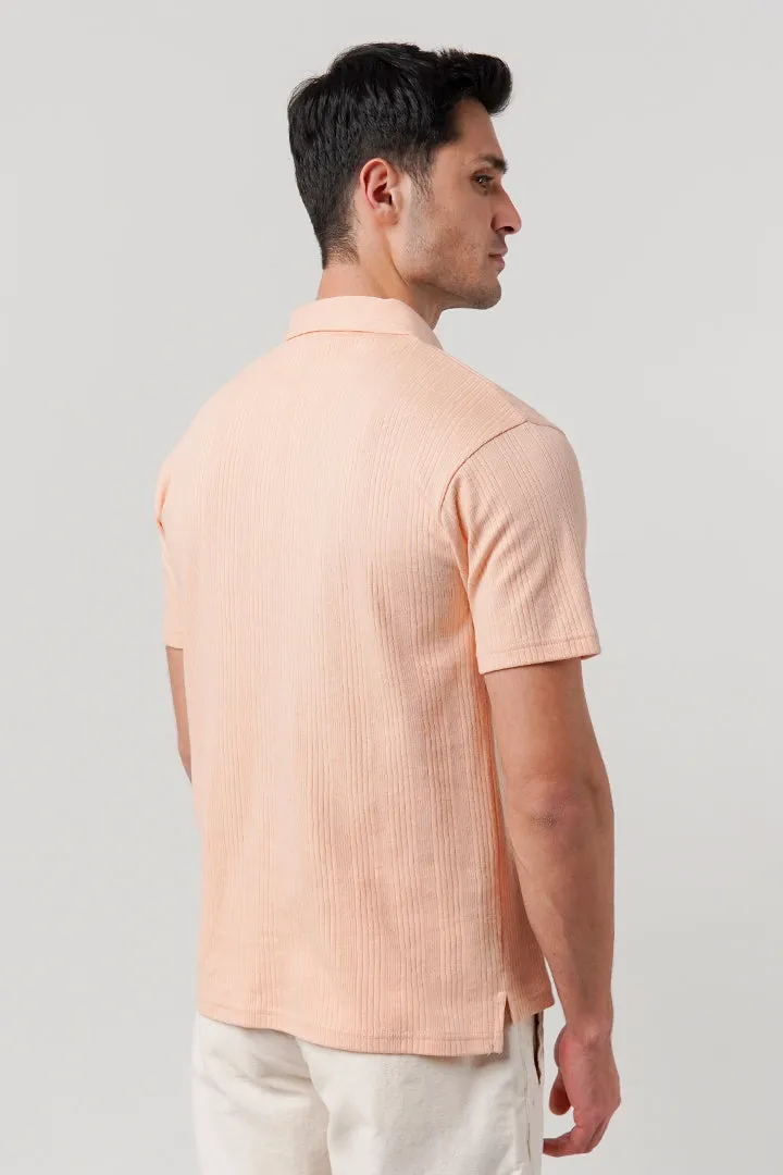 Drop Needle Polo Shirt - Peach
