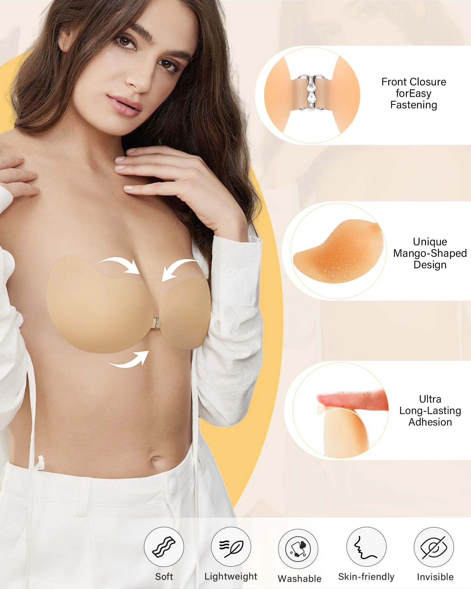 HORISUN Sticky Bra Silicone Strapless Backless Bras