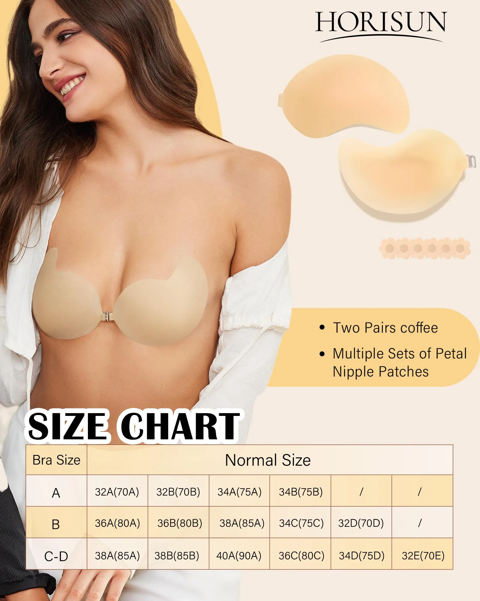 HORISUN Sticky Bra Silicone Strapless Backless Bras