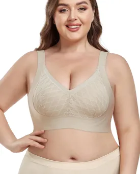 HORISUN Women's Plus Size Wireless Bras V Neck