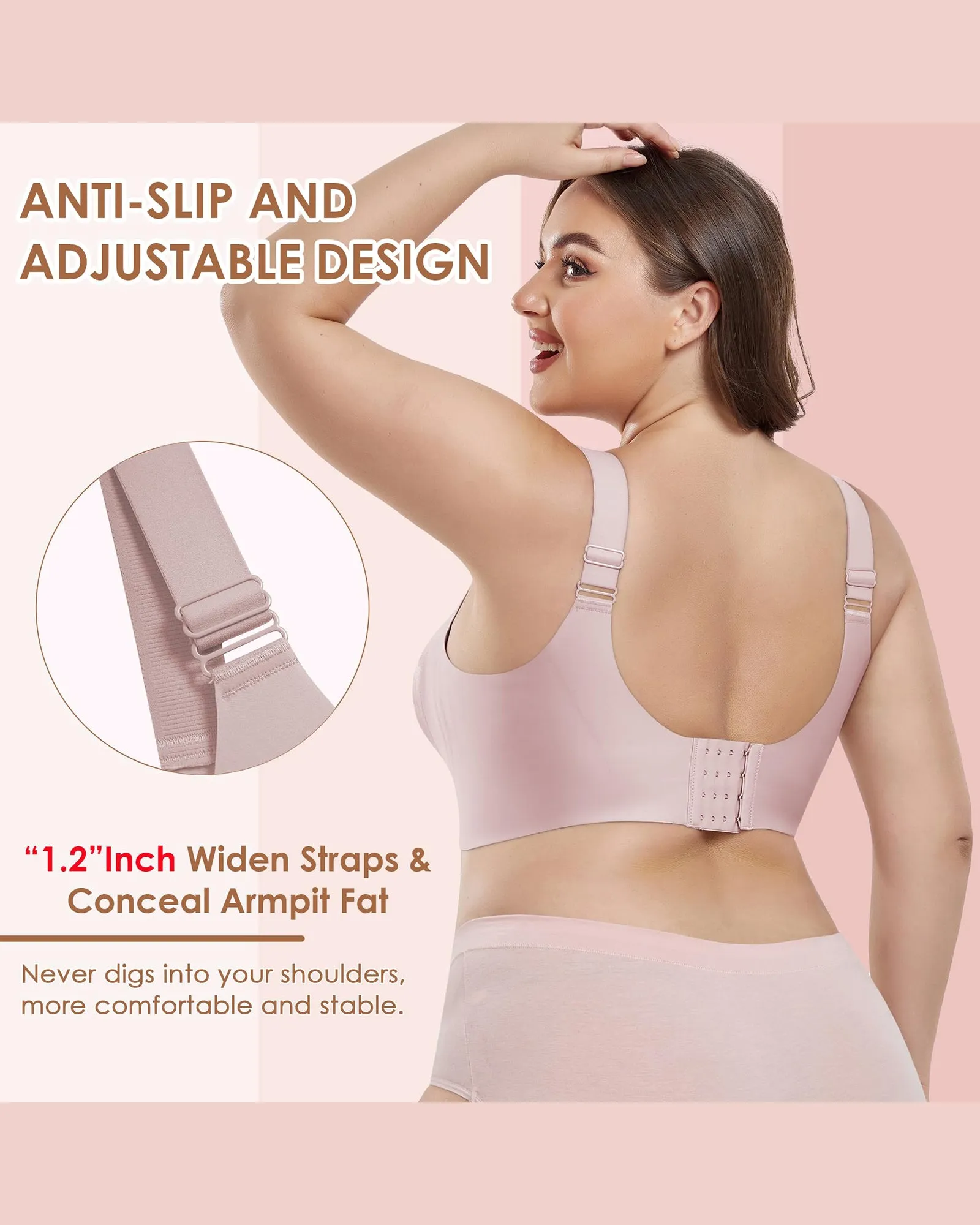 HORISUN Women's Plus Size Wireless Bras V Neck