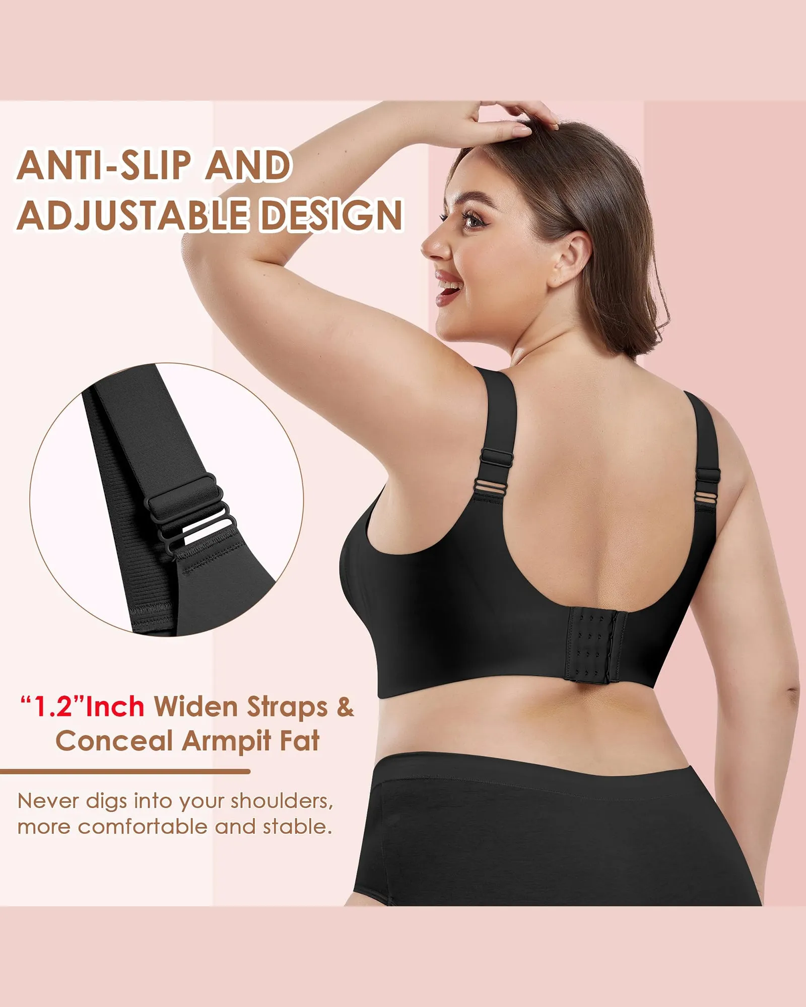 HORISUN Women's Plus Size Wireless Bras V Neck