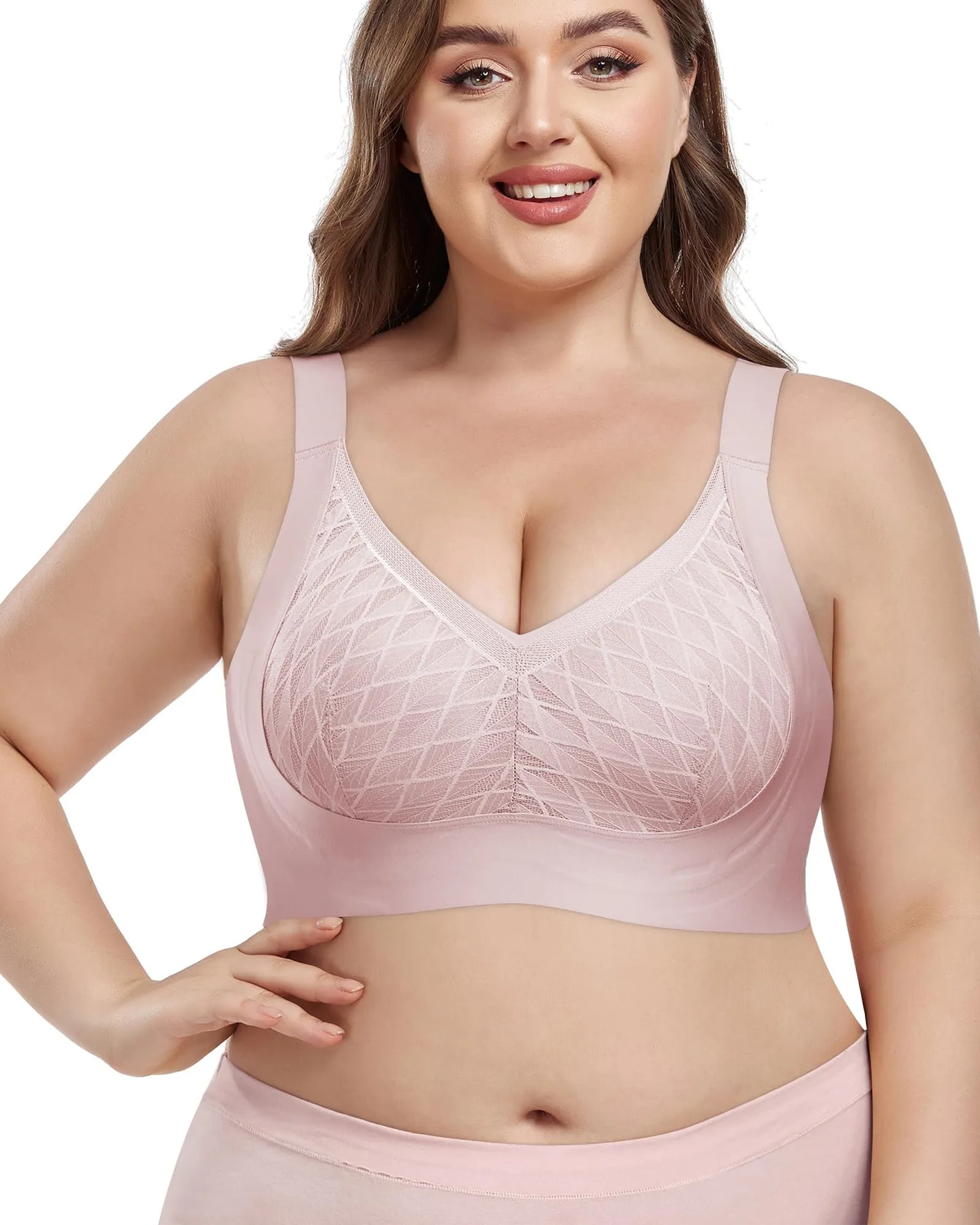 HORISUN Women's Plus Size Wireless Bras V Neck