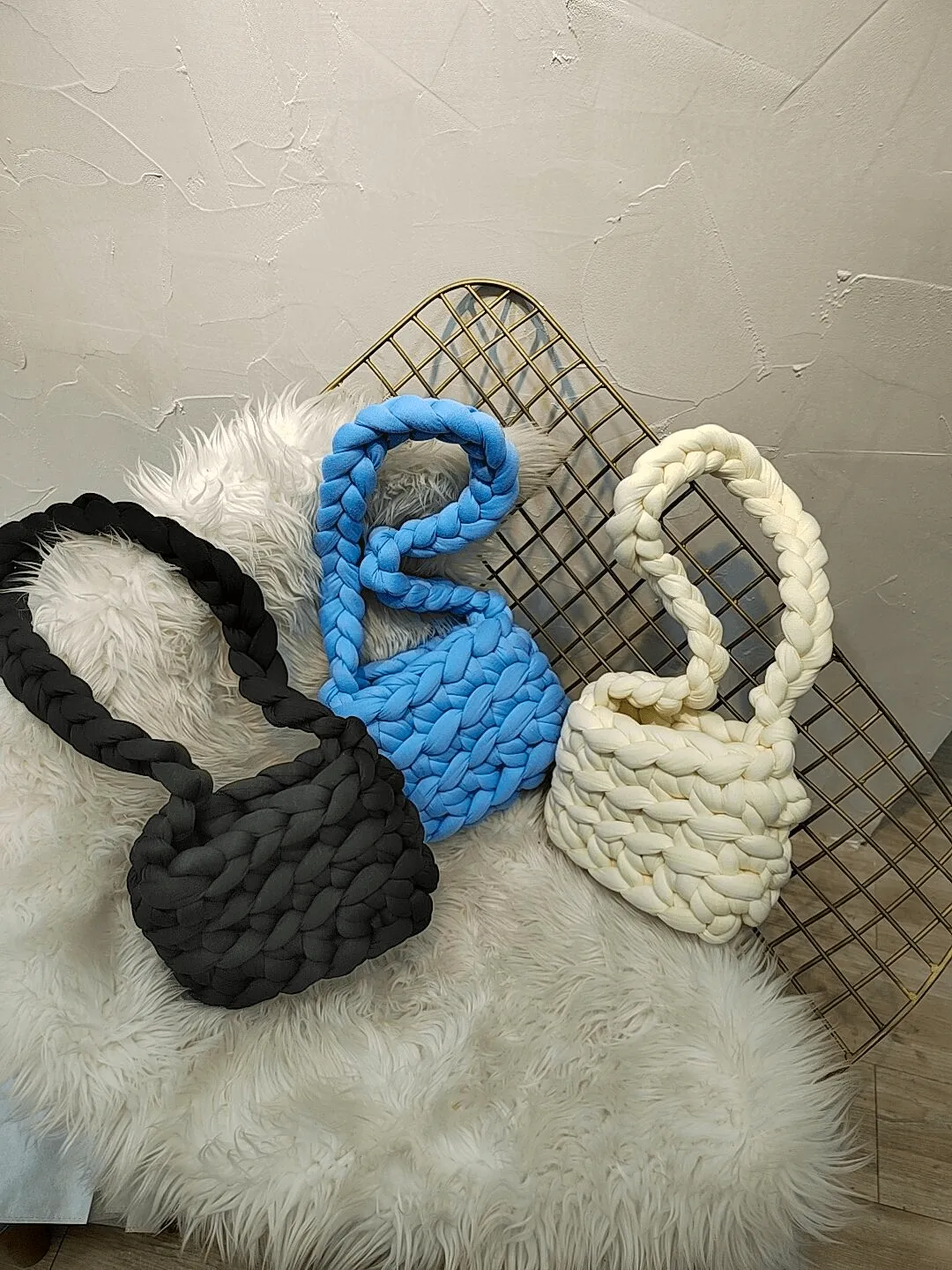 [_.iue._] wool crochet bag ao02