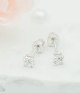 Sterling Silver CZ Stud Earrings for Baby & Kids