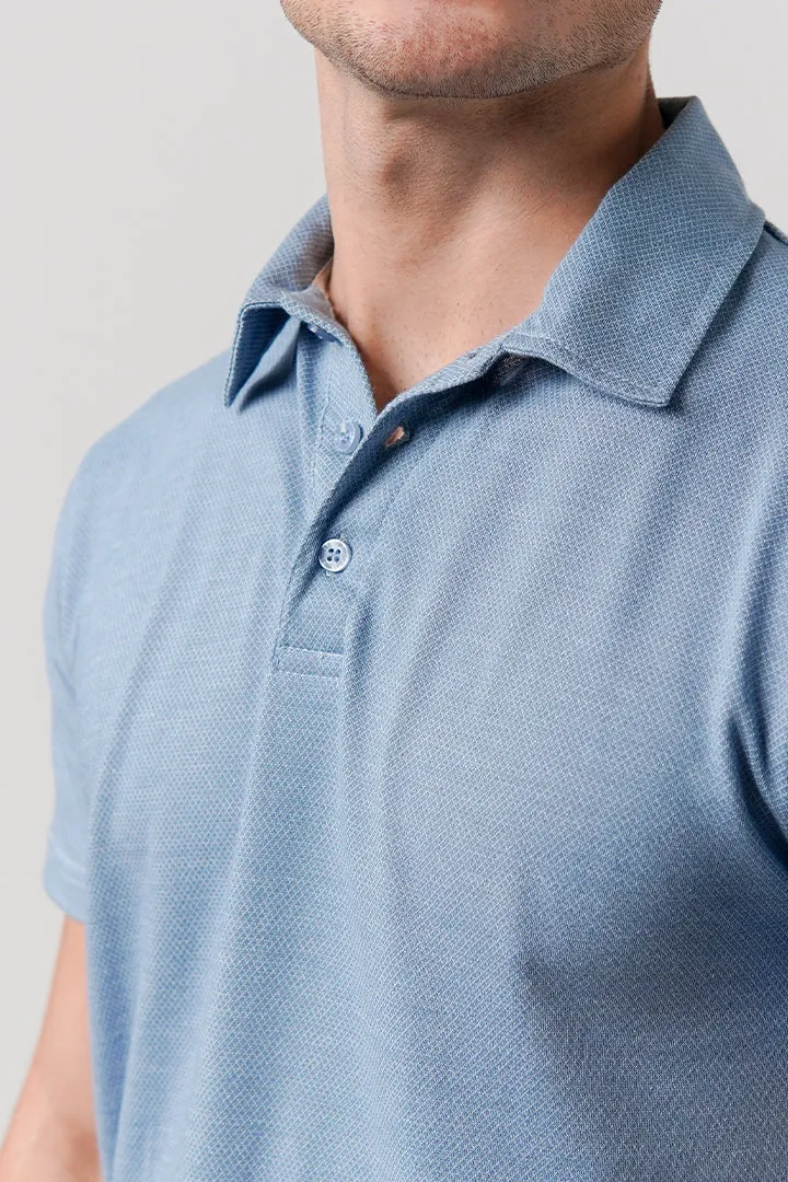 Textured Polo Shirt - Ocean Blue