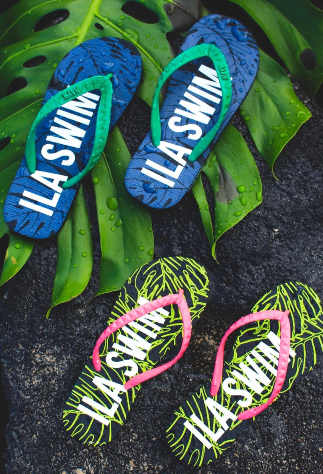 Women's Sig on Smith x HAYN x ILA Swim Slippers - Neon Pink/Black/Neon Green/White